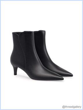Faux Suede Ankle Boots Kitten Heel Pointed Toe Zip Dress Booties